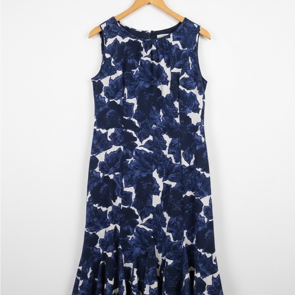 Talbots Navy Floral Midi Dress - Picture 3 of 9